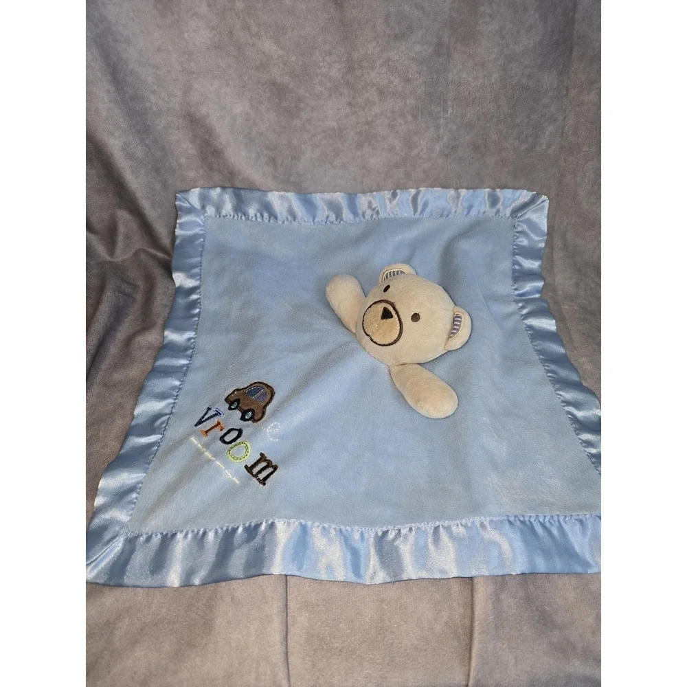 Circo Vroom Plush Brown Dog Blue Lovey Blanket Car Satin